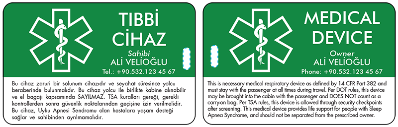 CPAP Bagaj Etiketi